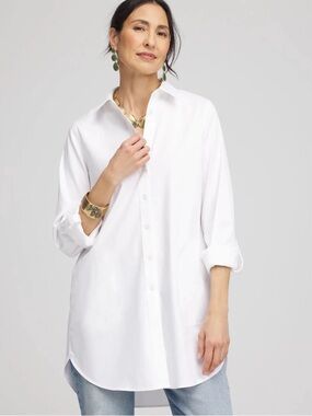 Chico's White No-Iron Chic Stretch Tunic